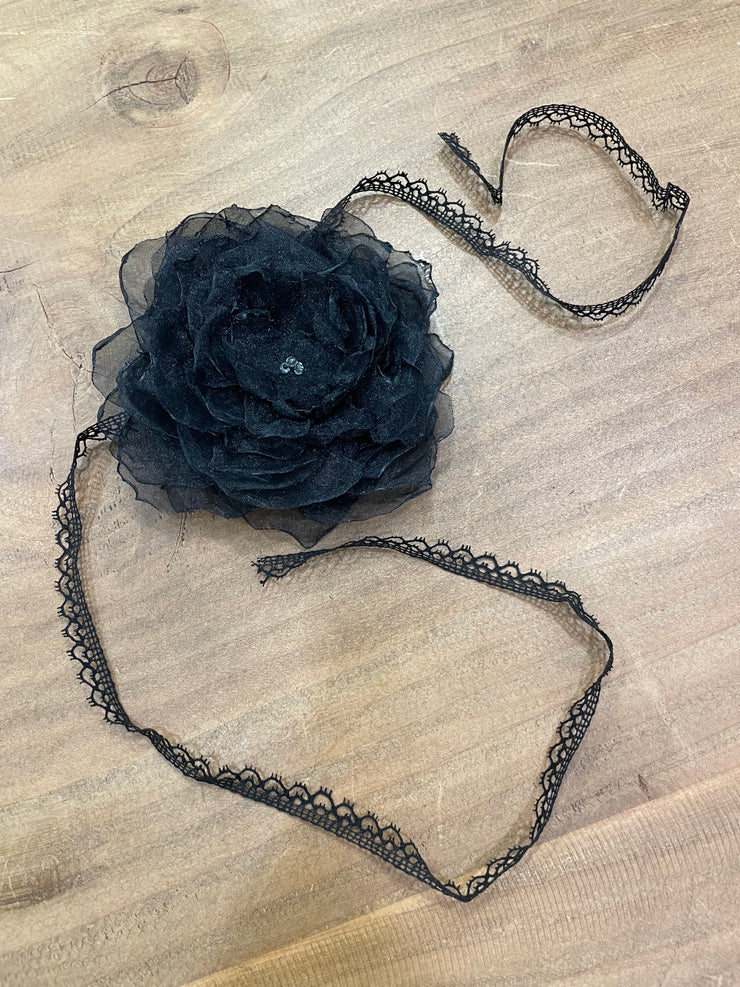 Choker fiore organza nero