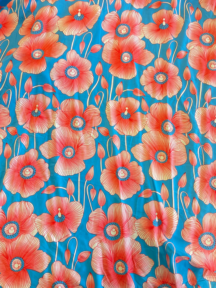 Viscosa fiori turchese
